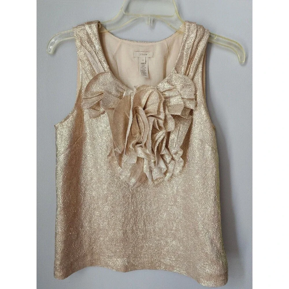 J Crew Gypsy Rose Metallic Cami top blouse silk Size 0 Women’s Shimmering Gold